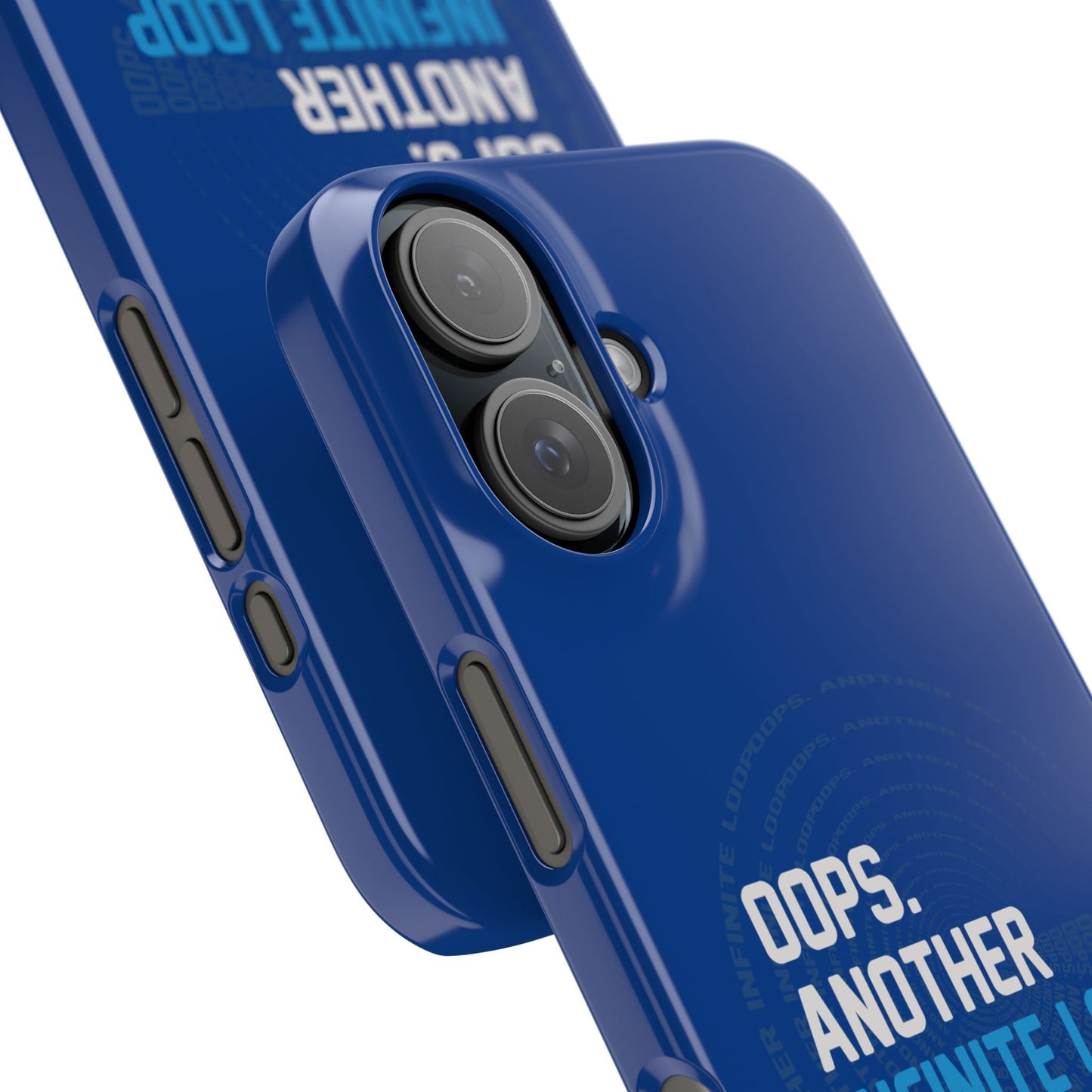 Infinite Loop Phone Case, Oops Messy Design, Blue Snap Case, Unique Gift for Tech Lovers, Trendy Phone Accessories