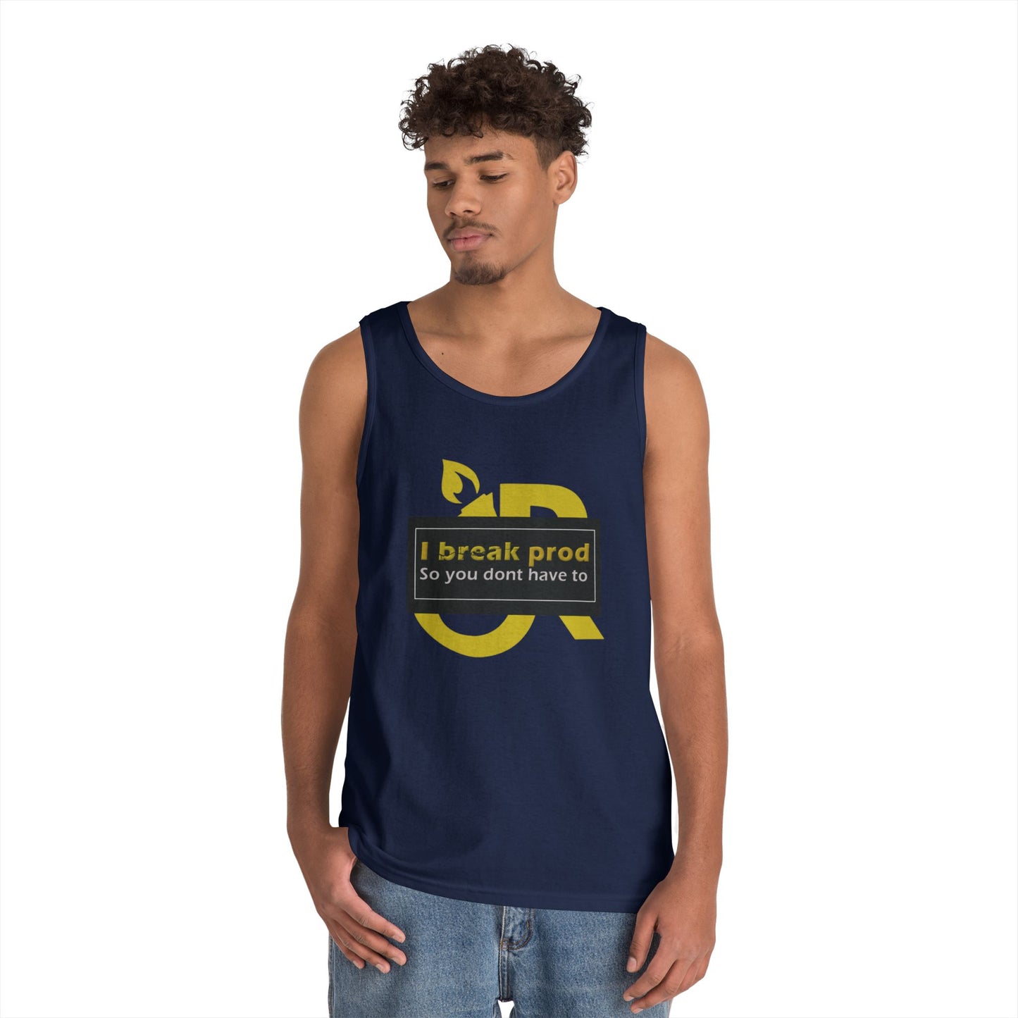 Unisex Heavy Cotton Tank Top with "I Break Prod" Design - Summer Essential for Men and Women, Casual Wear, Gift Idea, Fitness Apparel