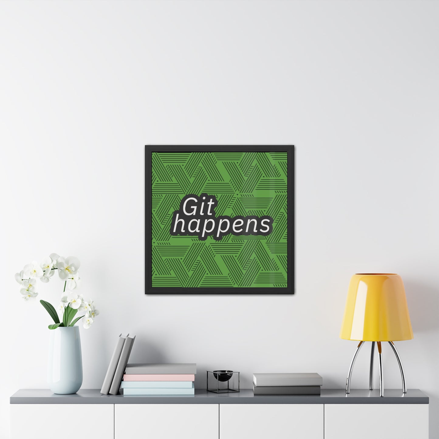 Git Happens Framed Poster - Inspirational Wall Art for Programmers