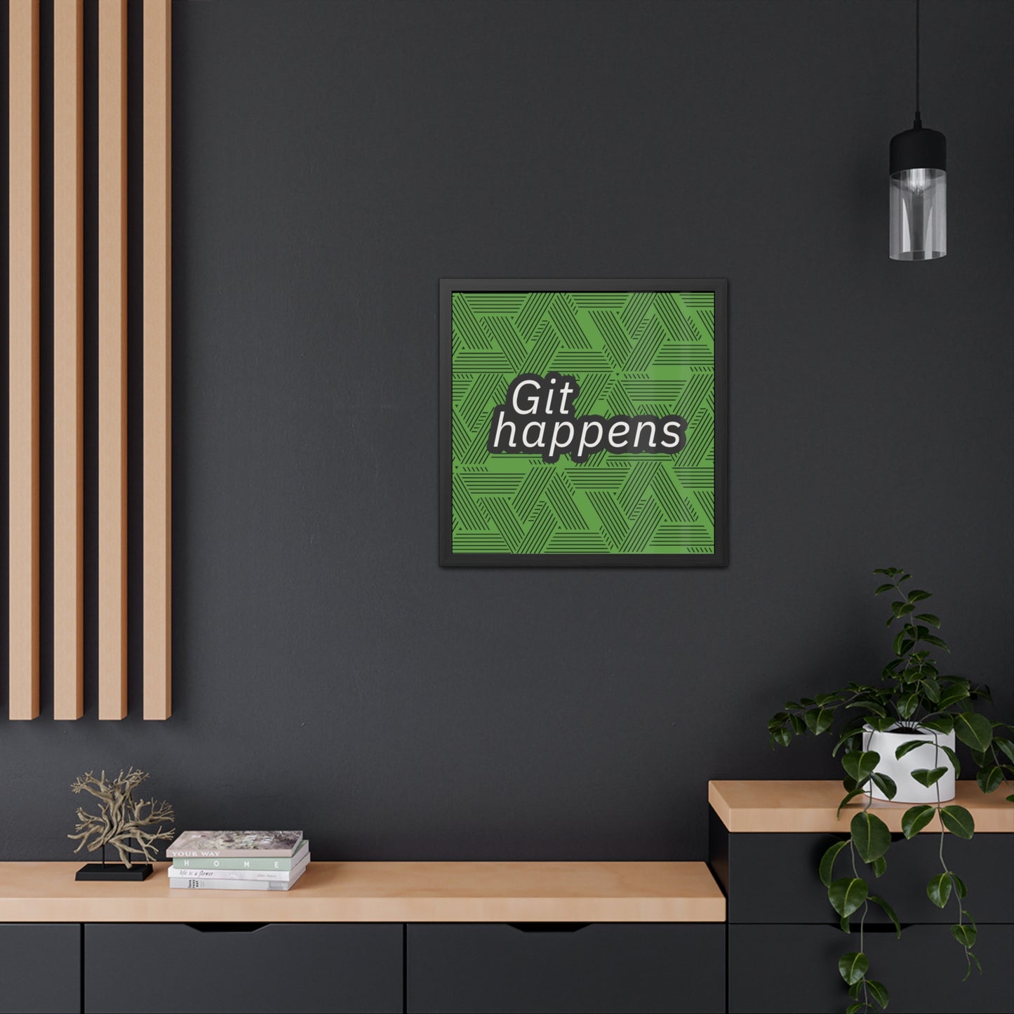 Git Happens Framed Poster - Inspirational Wall Art for Programmers