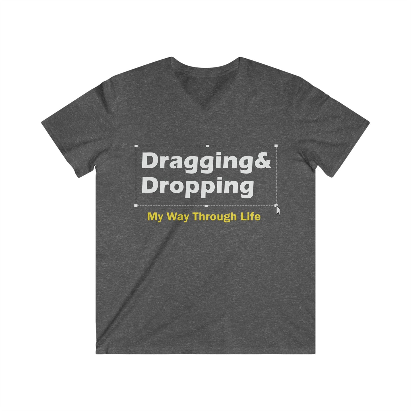 Men's V-Neck Tee: Dragging & Dropping Graphic Shirt for Tech Lovers, Gift for Programmers, Casual Wear, Everyday Humor, Geeky Fashion