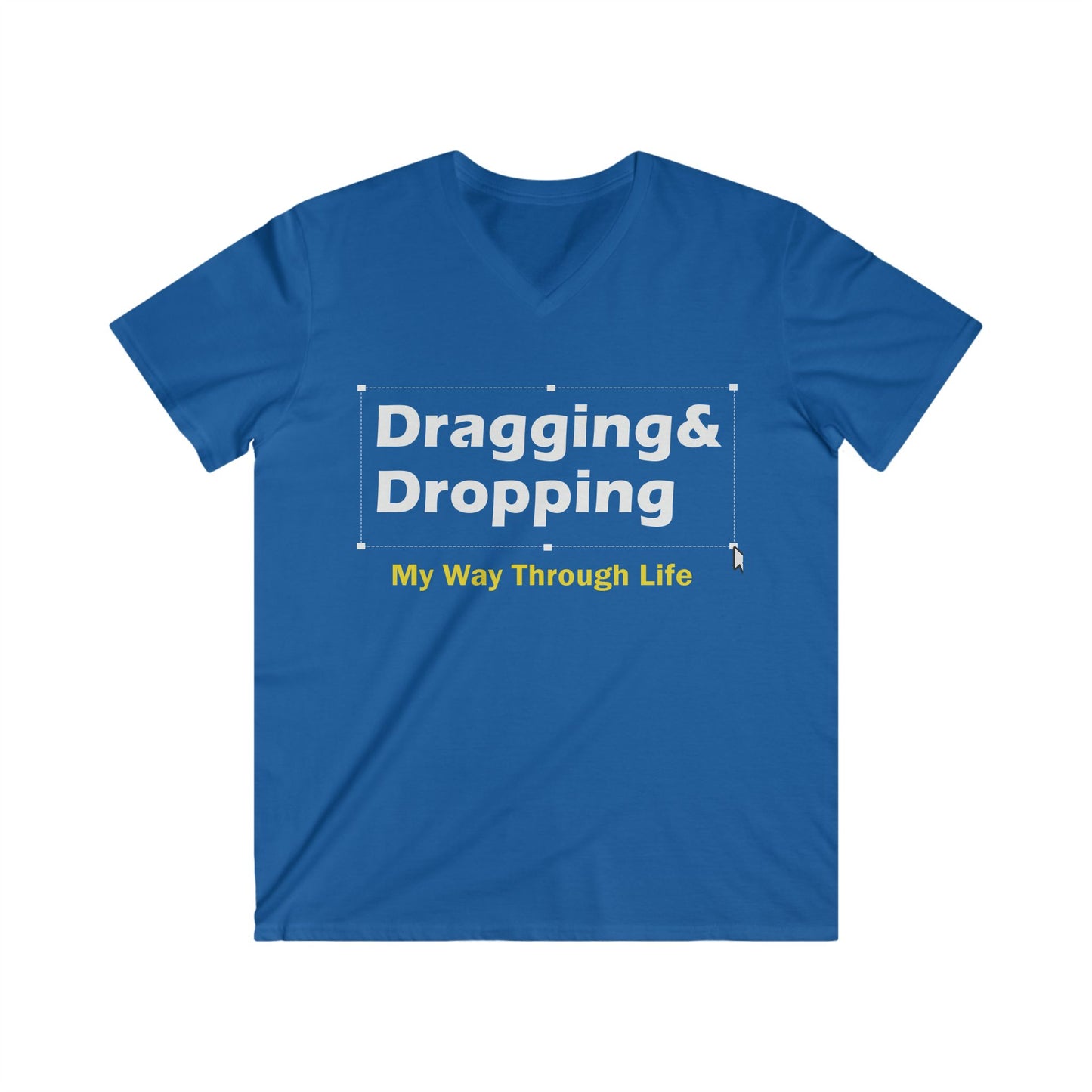 Men's V-Neck Tee: Dragging & Dropping Graphic Shirt for Tech Lovers, Gift for Programmers, Casual Wear, Everyday Humor, Geeky Fashion