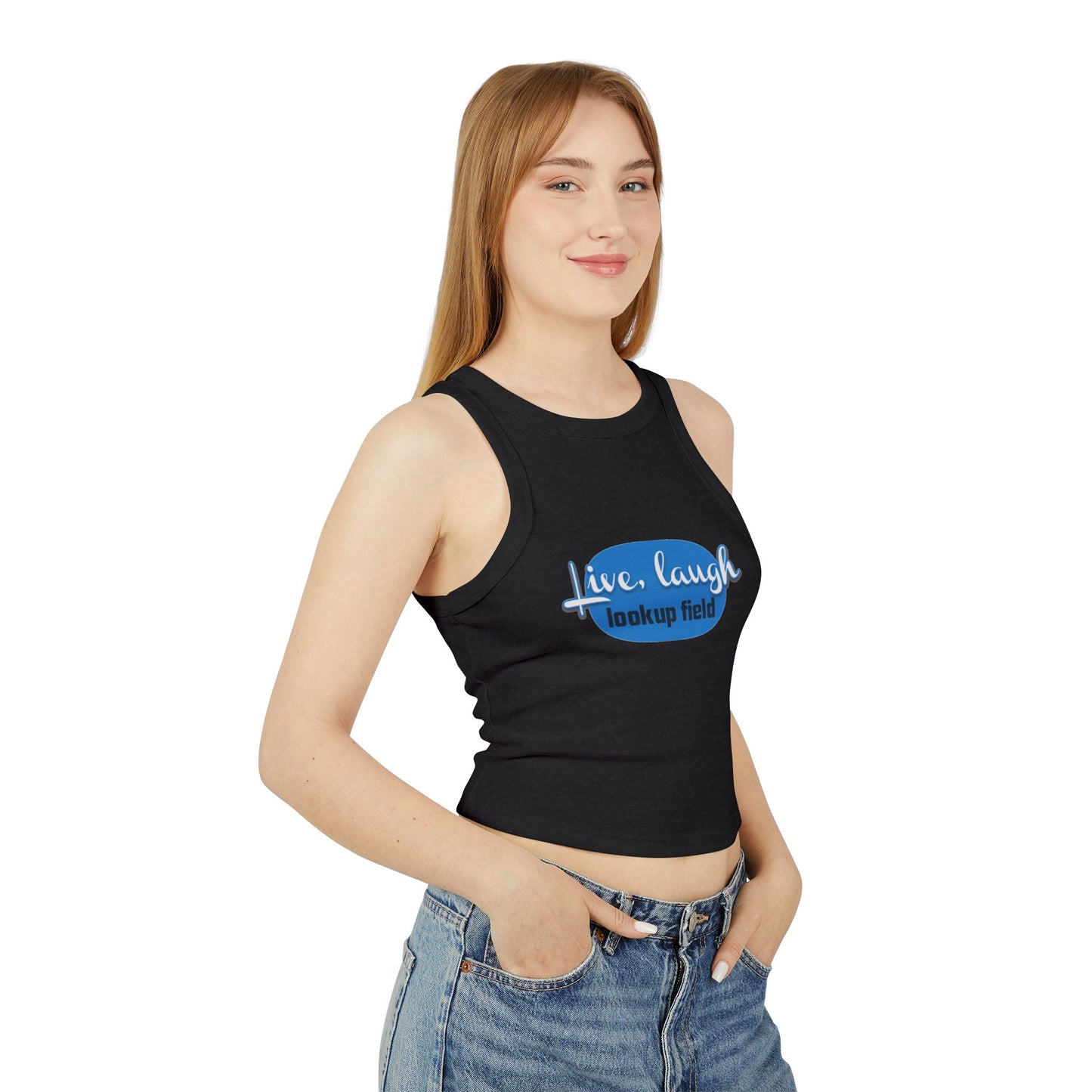 Live Laugh Love Micro Rib Racer Tank Top for Women
