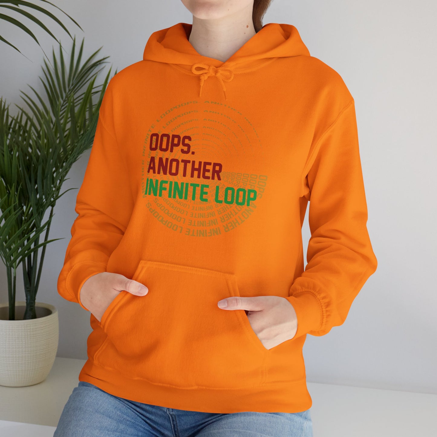 Casual Humor Hoodie - "Oops, Another Infinite Loop" - Unisex Sweatshirt for Programmers, Tech Lovers, Cozy Gift, Autumn Wear, Funny Gift