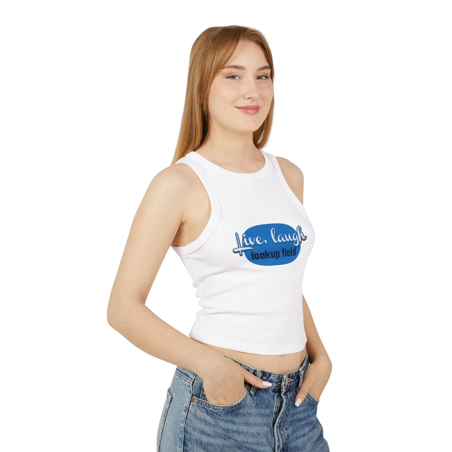Live Laugh Love Micro Rib Racer Tank Top for Women