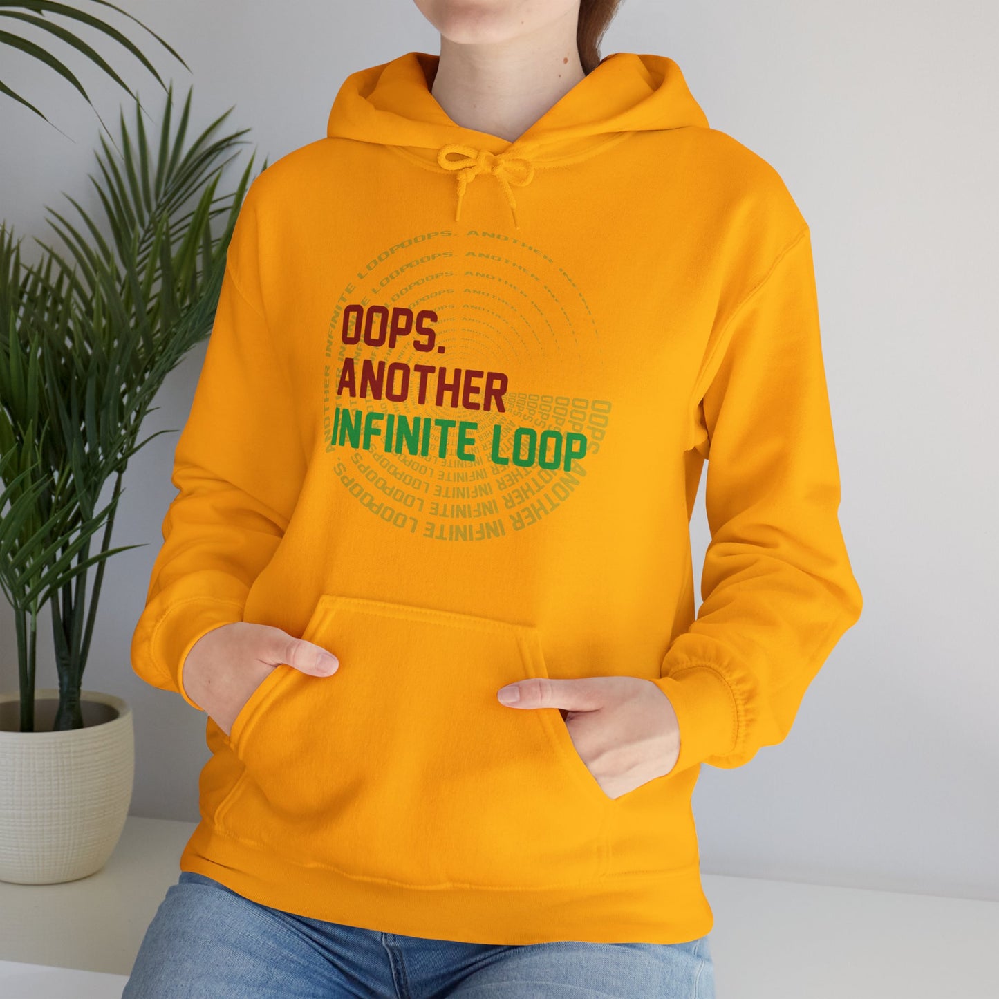 Casual Humor Hoodie - "Oops, Another Infinite Loop" - Unisex Sweatshirt for Programmers, Tech Lovers, Cozy Gift, Autumn Wear, Funny Gift