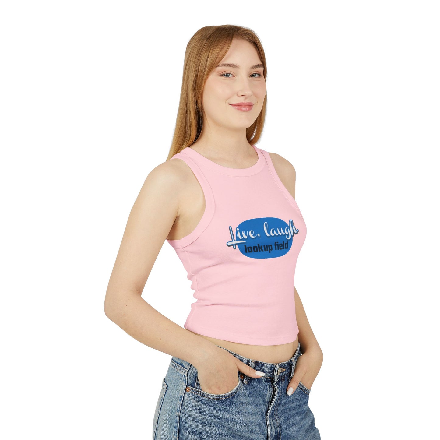 Live Laugh Love Micro Rib Racer Tank Top for Women