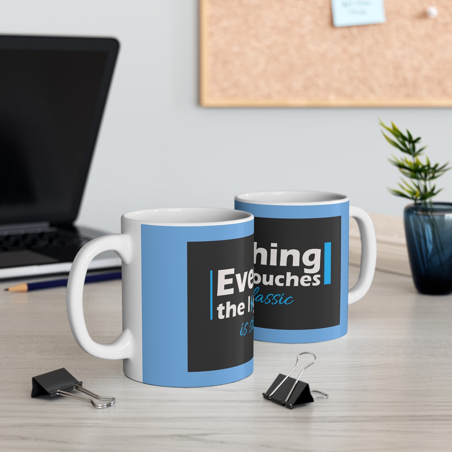 Inspirational Quote Mug for Coffee Lovers, Motivational Mugs, Gift for Friends, Office Decor, Blue Design