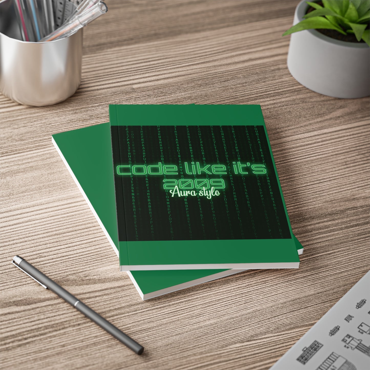 Code Like It's 2009 Softcover Notebook, A5 | Coding Journal, Programmer Gift, Tech Memo Pad, Geeky Stationery, Retro Design