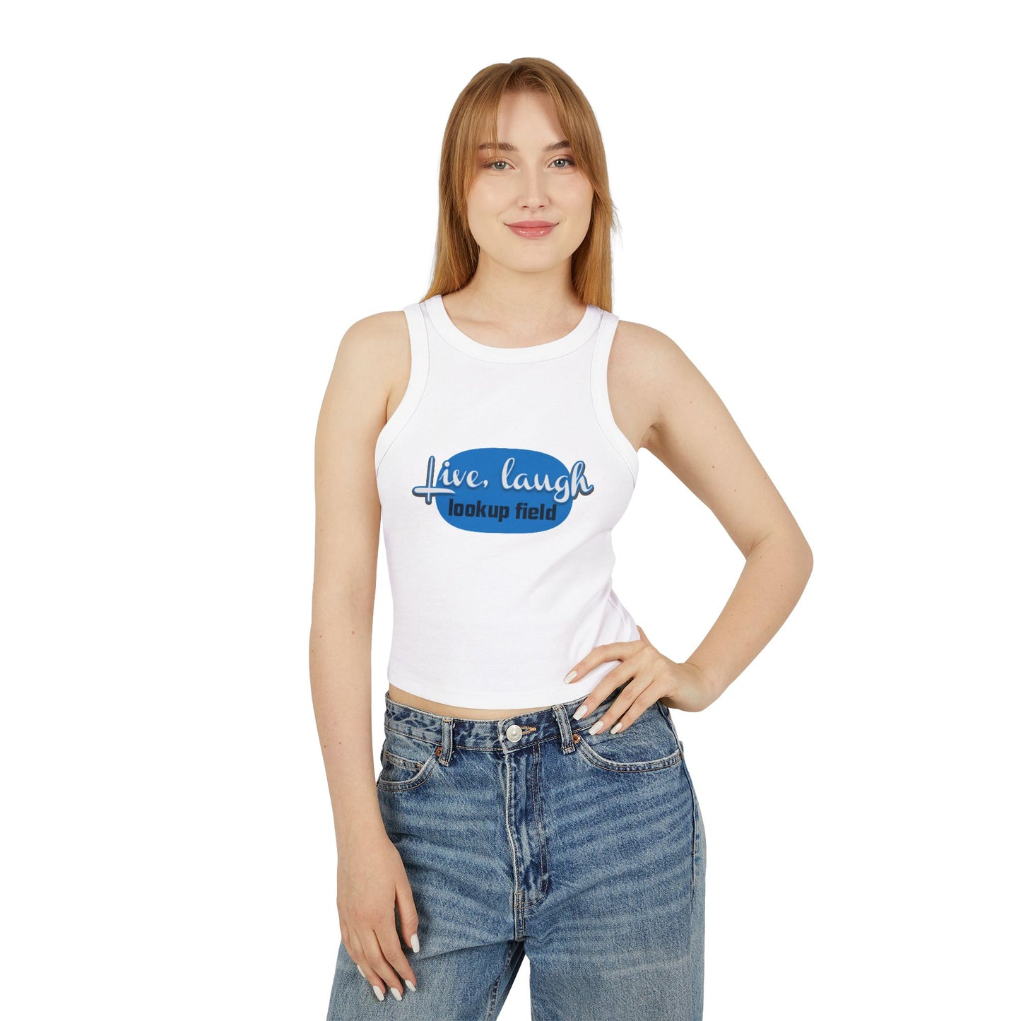 Live Laugh Love Micro Rib Racer Tank Top for Women