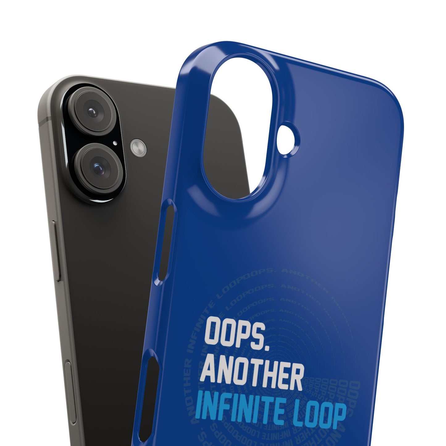 Infinite Loop Phone Case, Oops Messy Design, Blue Snap Case, Unique Gift for Tech Lovers, Trendy Phone Accessories