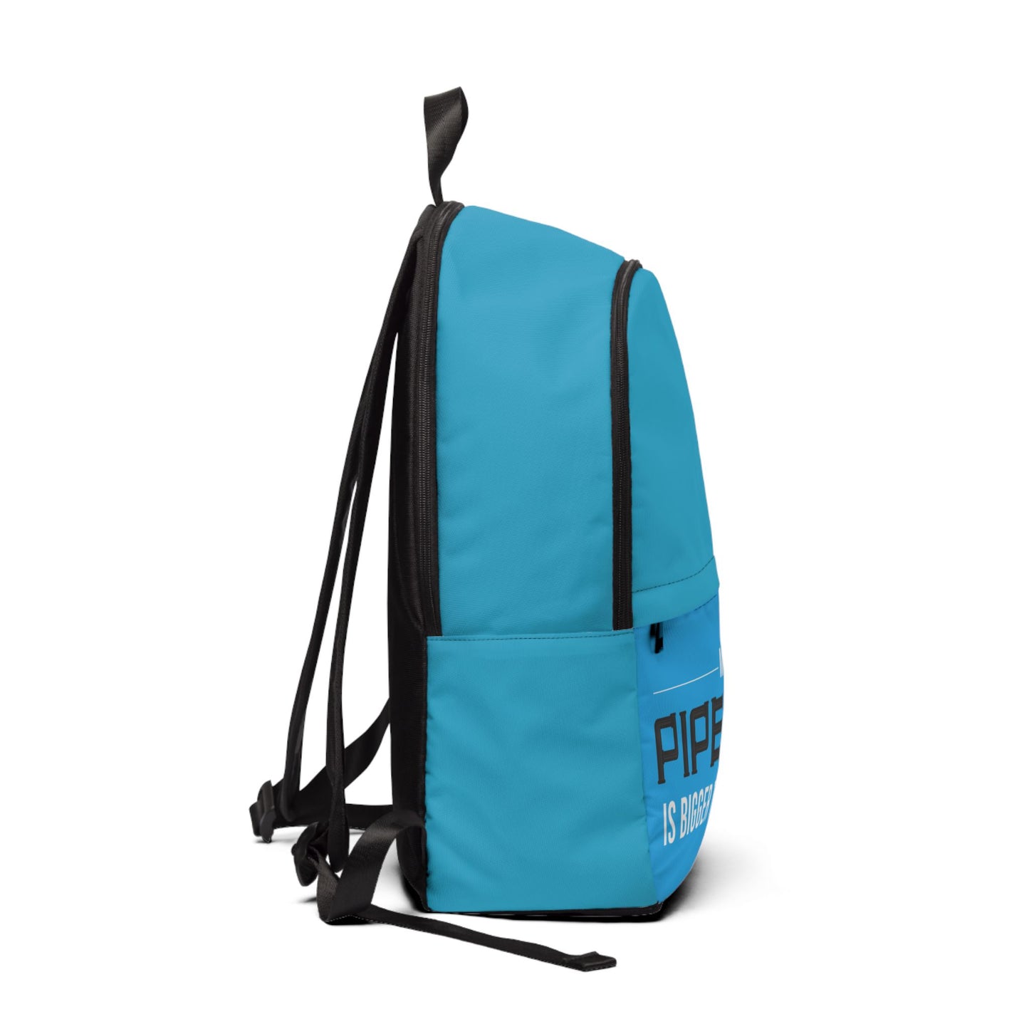 Blue Unisex Fabric Backpack with 'My Pipeline is Bigger Than Yours' Design, Trendy School Bag, Cool Gift for Students, Functional Tote [...]