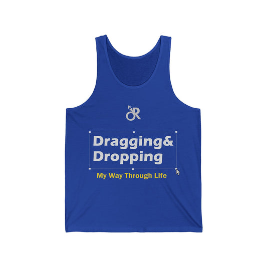 Funny Tech Enthusiast Unisex Jersey Tank - Dragging & Dropping, Gift for Developers, Programmer Apparel, Casual Wear, Summer Outfit
