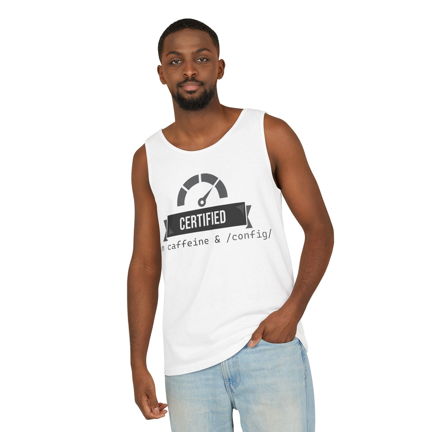 Certified Caffeine Unisex Tank Top, Funny Coffee Lover Shirt, Gift for Barista, Summer Casual Wear, Unique Birthday Present