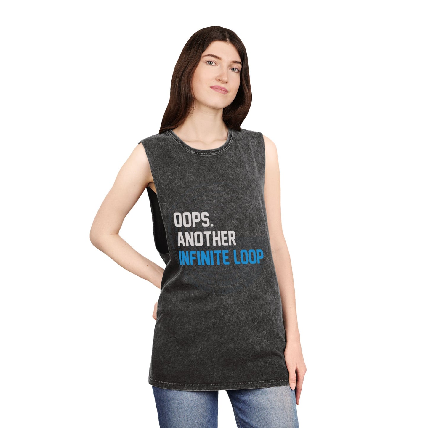 Unisex Stonewash Tank Top with 'Oops, Another Infinite Loop' Design, Casual Summer Wear, Perfect Gift for Tech Lovers, Graphic Tee for [...]