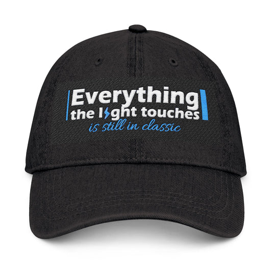 Denim Hat with Embroidered Quote | Casual Wear, Great Gift for Friends, Stylish Accessories, Unisex Hat, Everyday Use