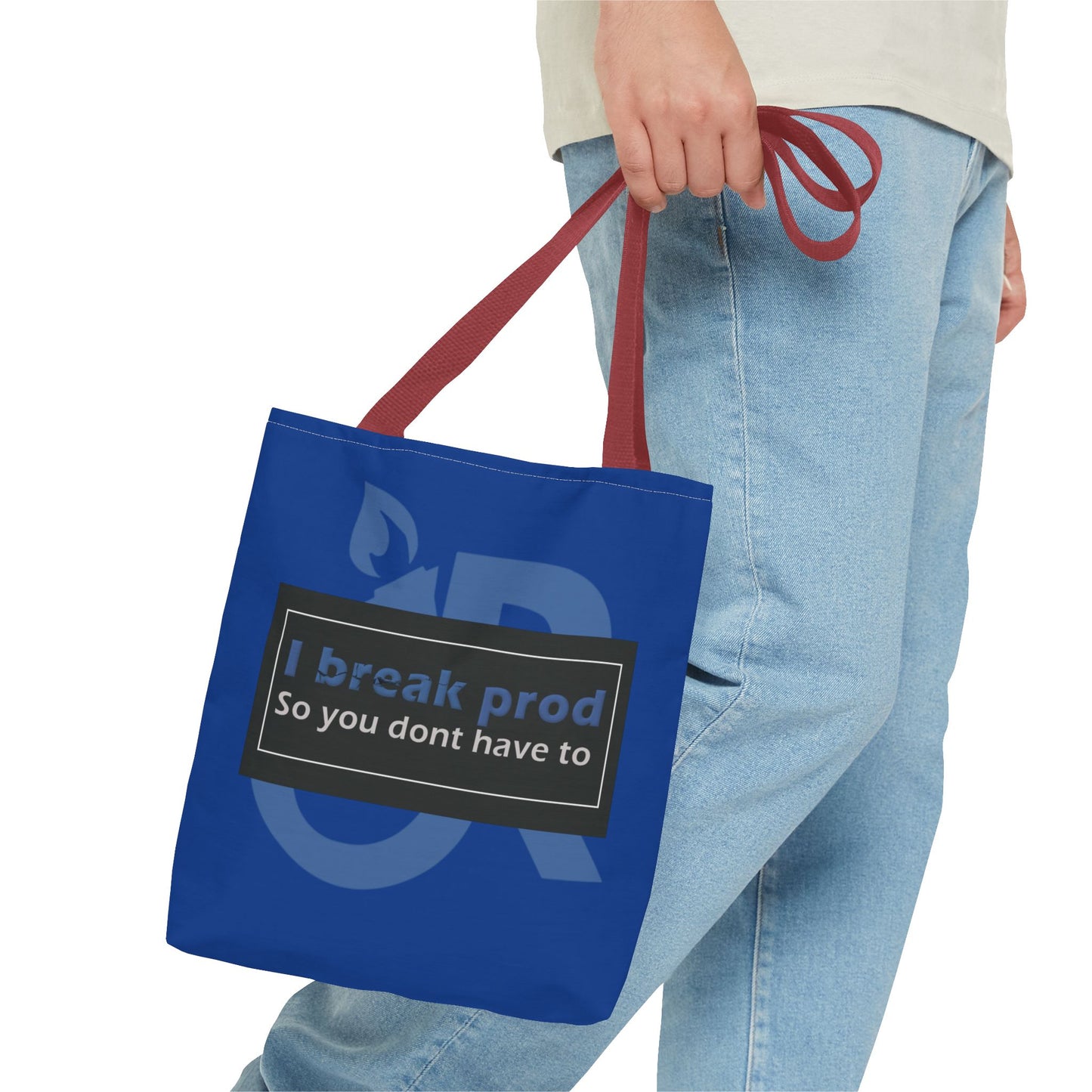 Blue Tote Bag - "I Break Prod So You Don’t Have To" - Ideal for Everyday Use, Gifts, Shopping, and Travel