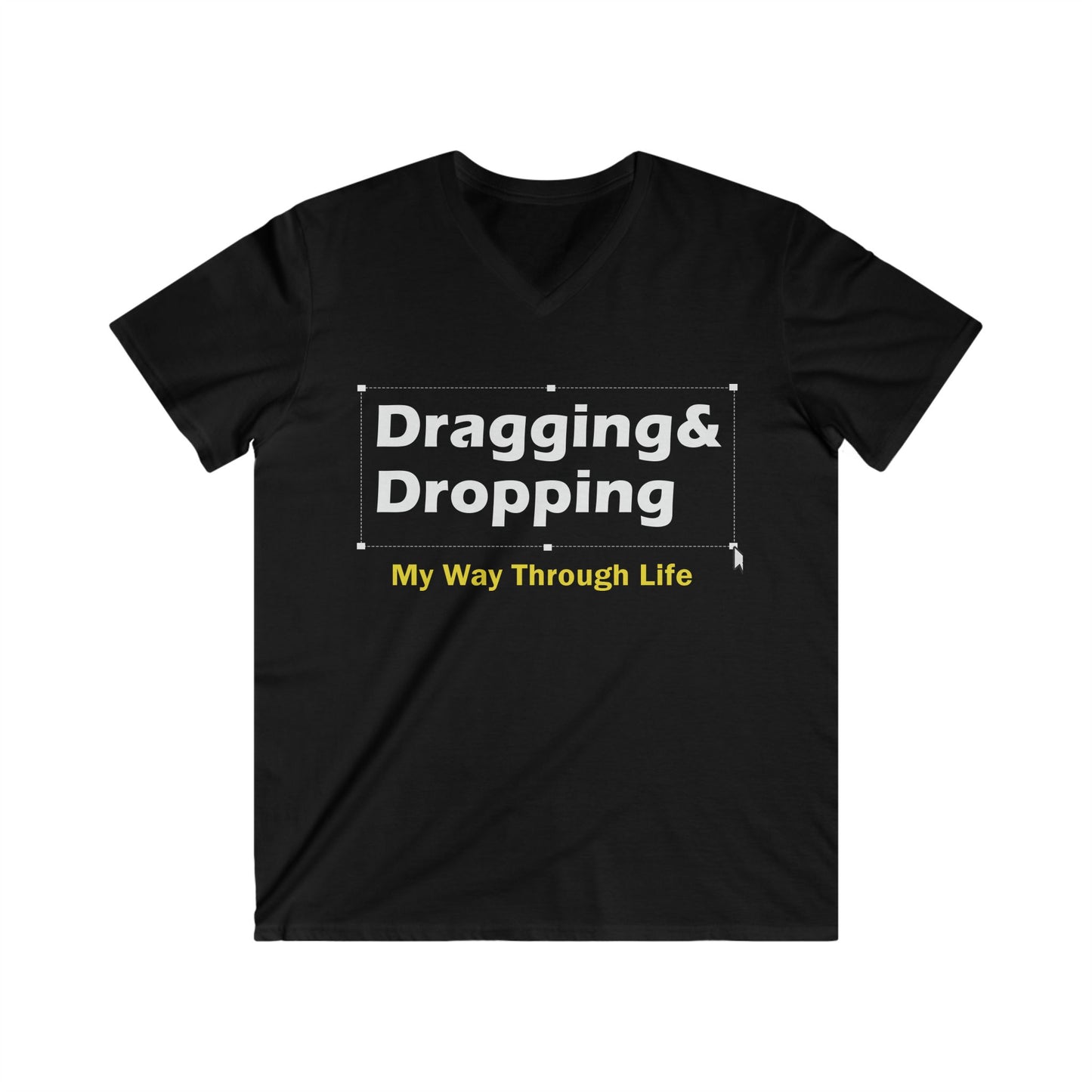 Men's V-Neck Tee: Dragging & Dropping Graphic Shirt for Tech Lovers, Gift for Programmers, Casual Wear, Everyday Humor, Geeky Fashion