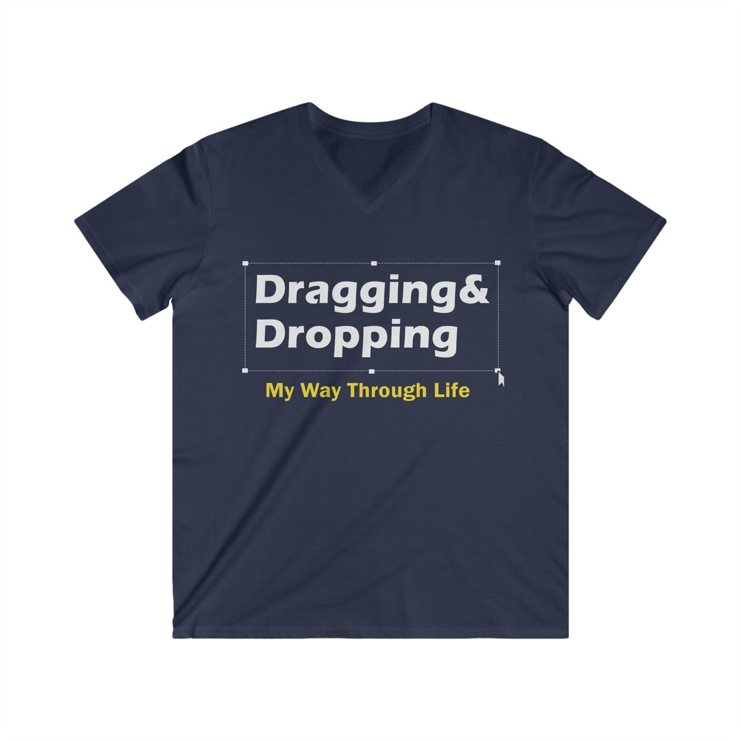 Men's V-Neck Tee: Dragging & Dropping Graphic Shirt for Tech Lovers, Gift for Programmers, Casual Wear, Everyday Humor, Geeky Fashion