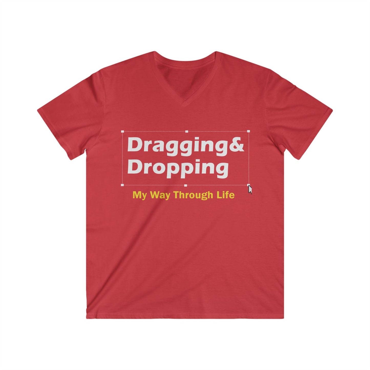 Men's V-Neck Tee: Dragging & Dropping Graphic Shirt for Tech Lovers, Gift for Programmers, Casual Wear, Everyday Humor, Geeky Fashion