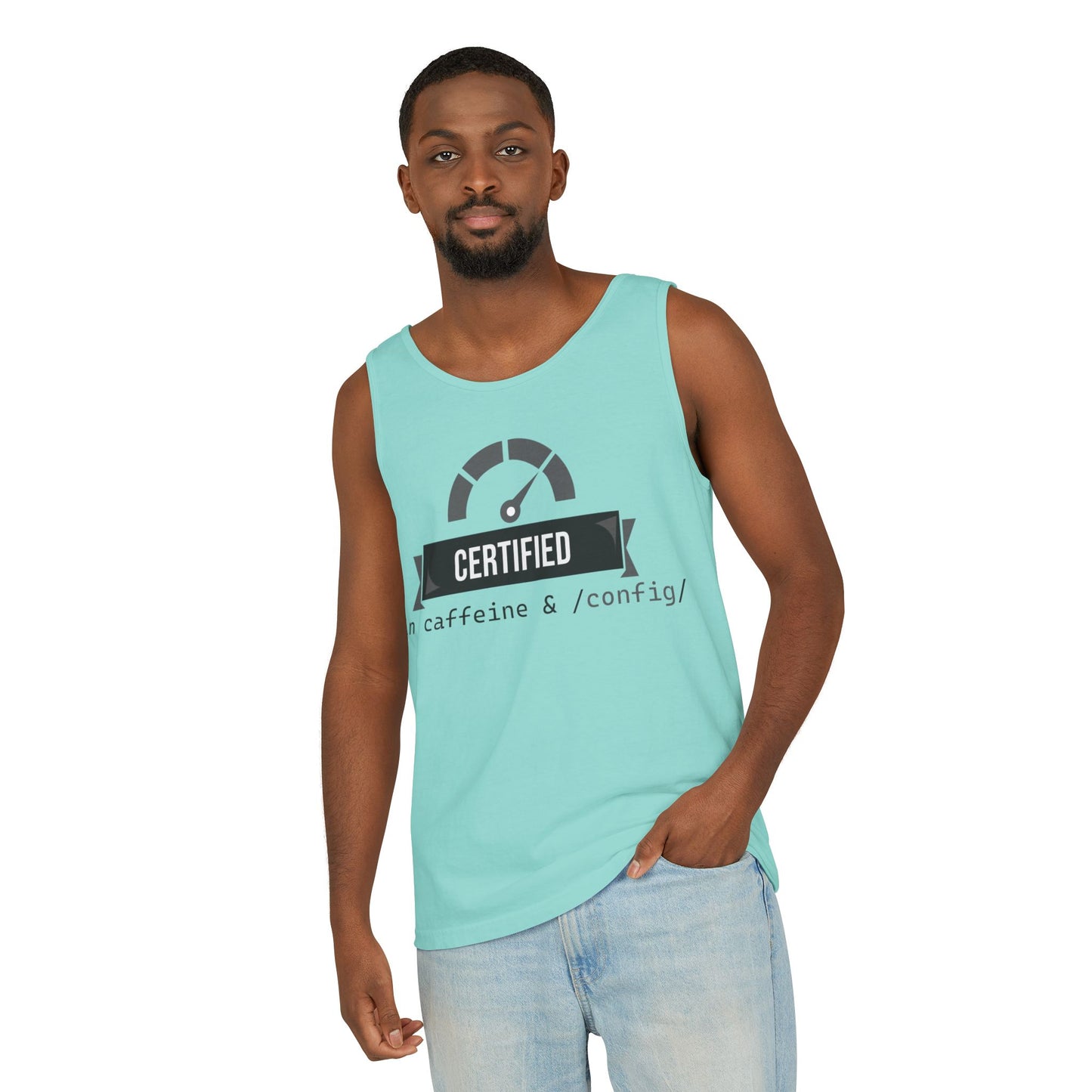 Certified Caffeine Unisex Tank Top, Funny Coffee Lover Shirt, Gift for Barista, Summer Casual Wear, Unique Birthday Present
