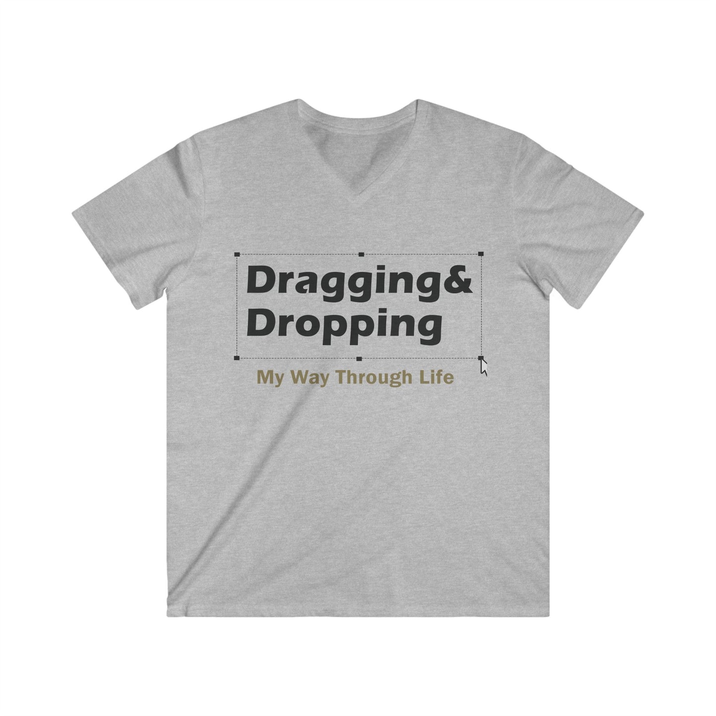 Men's V-Neck Tee: Dragging & Dropping Graphic Shirt for Tech Lovers, Gift for Programmers, Casual Wear, Everyday Humor, Geeky Fashion