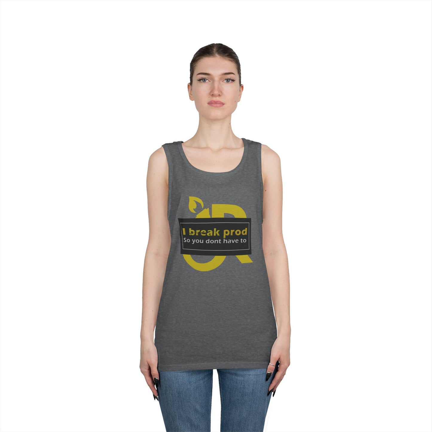 Unisex Heavy Cotton Tank Top with "I Break Prod" Design - Summer Essential for Men and Women, Casual Wear, Gift Idea, Fitness Apparel