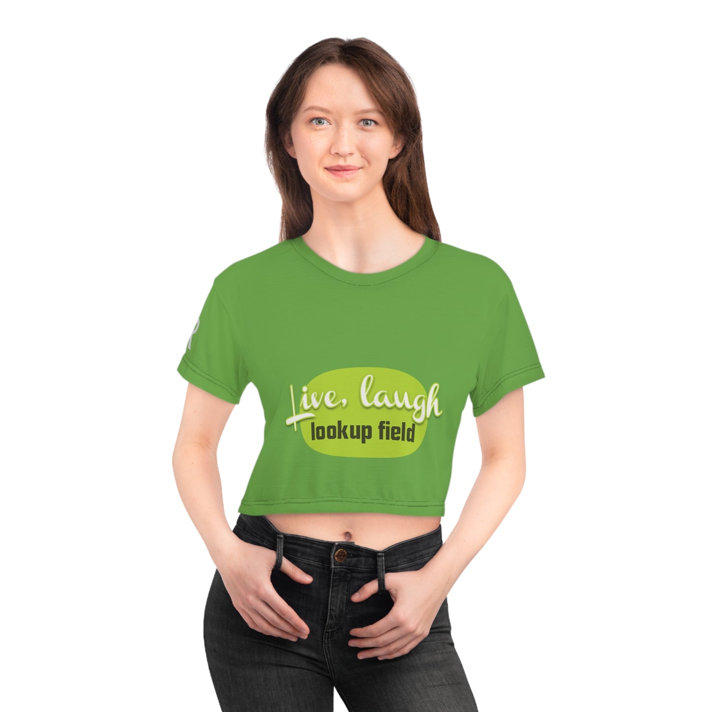 Live, Laugh, Crop Tee - Fun Summer Apparel for Casual Days, Gifts for Friends, Cute Outfit Essential, Green Tee for Everyday Joy
