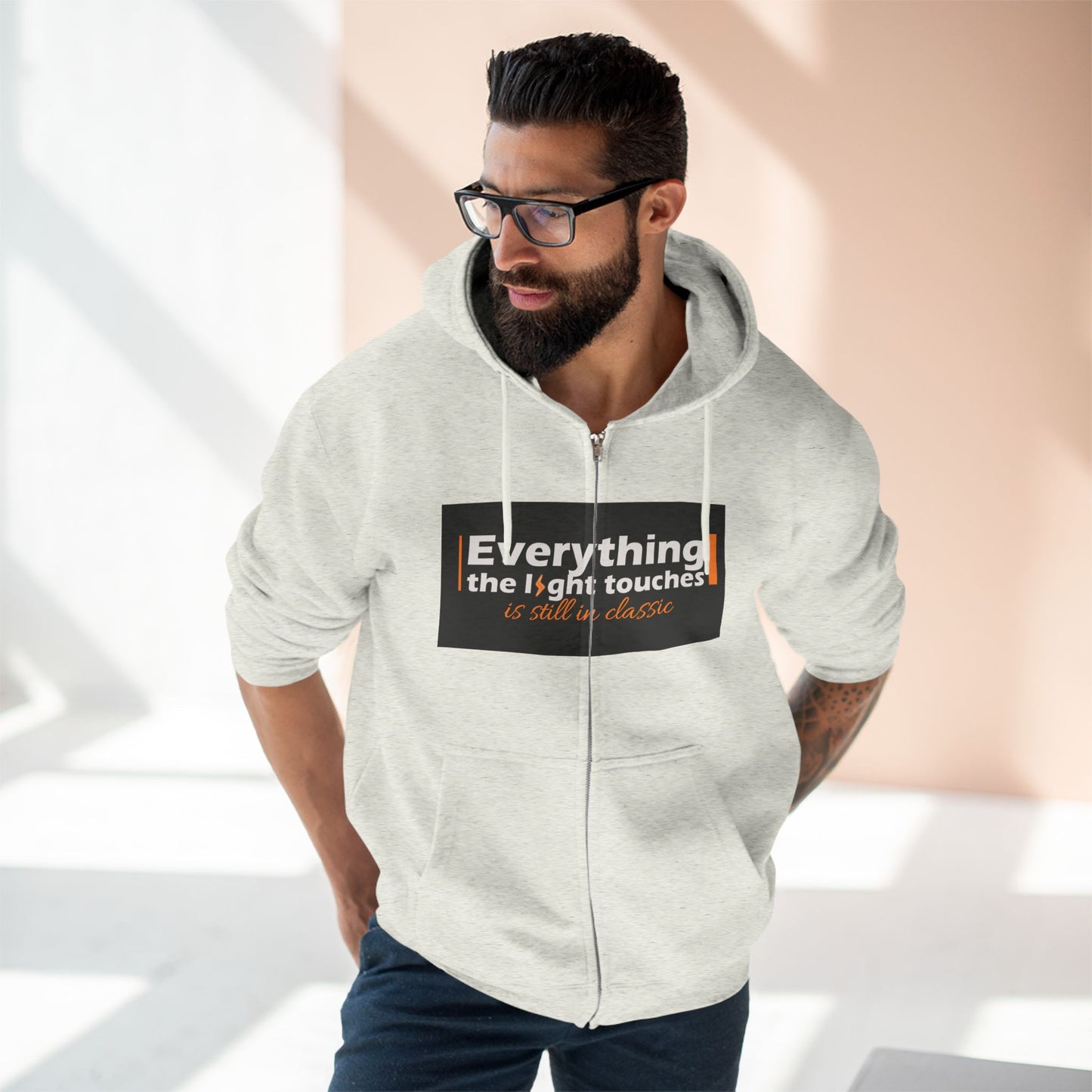 Inspirational Zip Hoodie, Cozy Sweatshirt, Stylish Layer, Unisex Casual Wear, Gift for Friends, Motivational Apparel