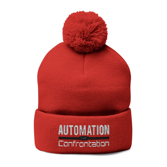 Cozy Pom-Pom Knit Cap - Stylish Embroidered Beanie for Winter Adventures
