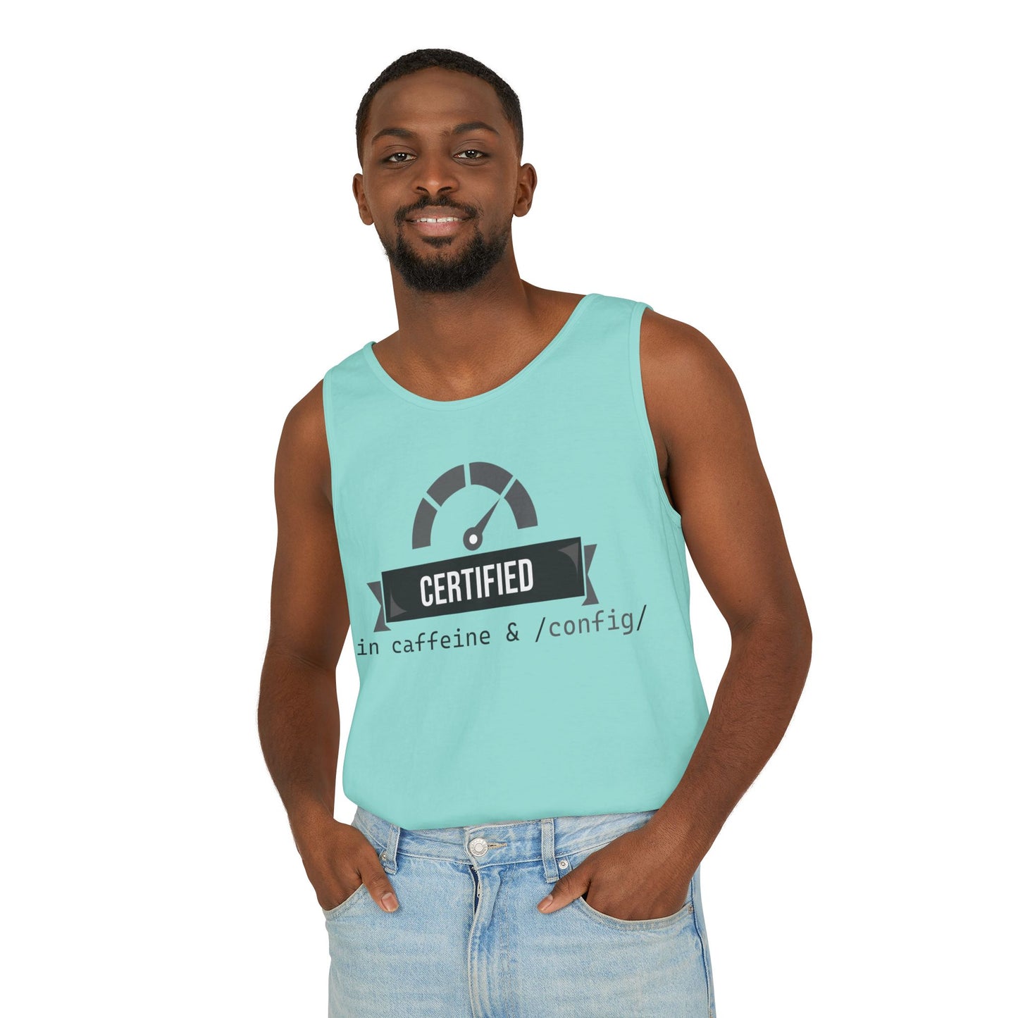 Certified Caffeine Unisex Tank Top, Funny Coffee Lover Shirt, Gift for Barista, Summer Casual Wear, Unique Birthday Present