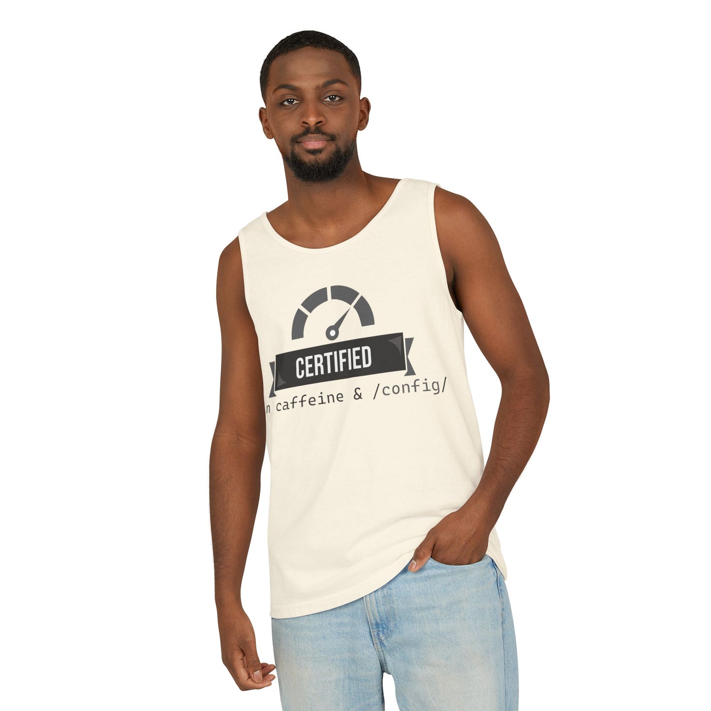 Certified Caffeine Unisex Tank Top, Funny Coffee Lover Shirt, Gift for Barista, Summer Casual Wear, Unique Birthday Present