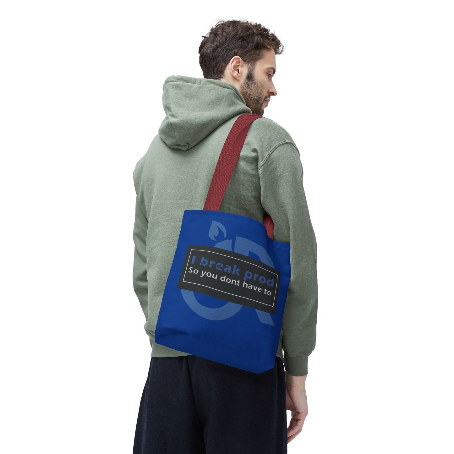 Blue Tote Bag - "I Break Prod So You Don’t Have To" - Ideal for Everyday Use, Gifts, Shopping, and Travel