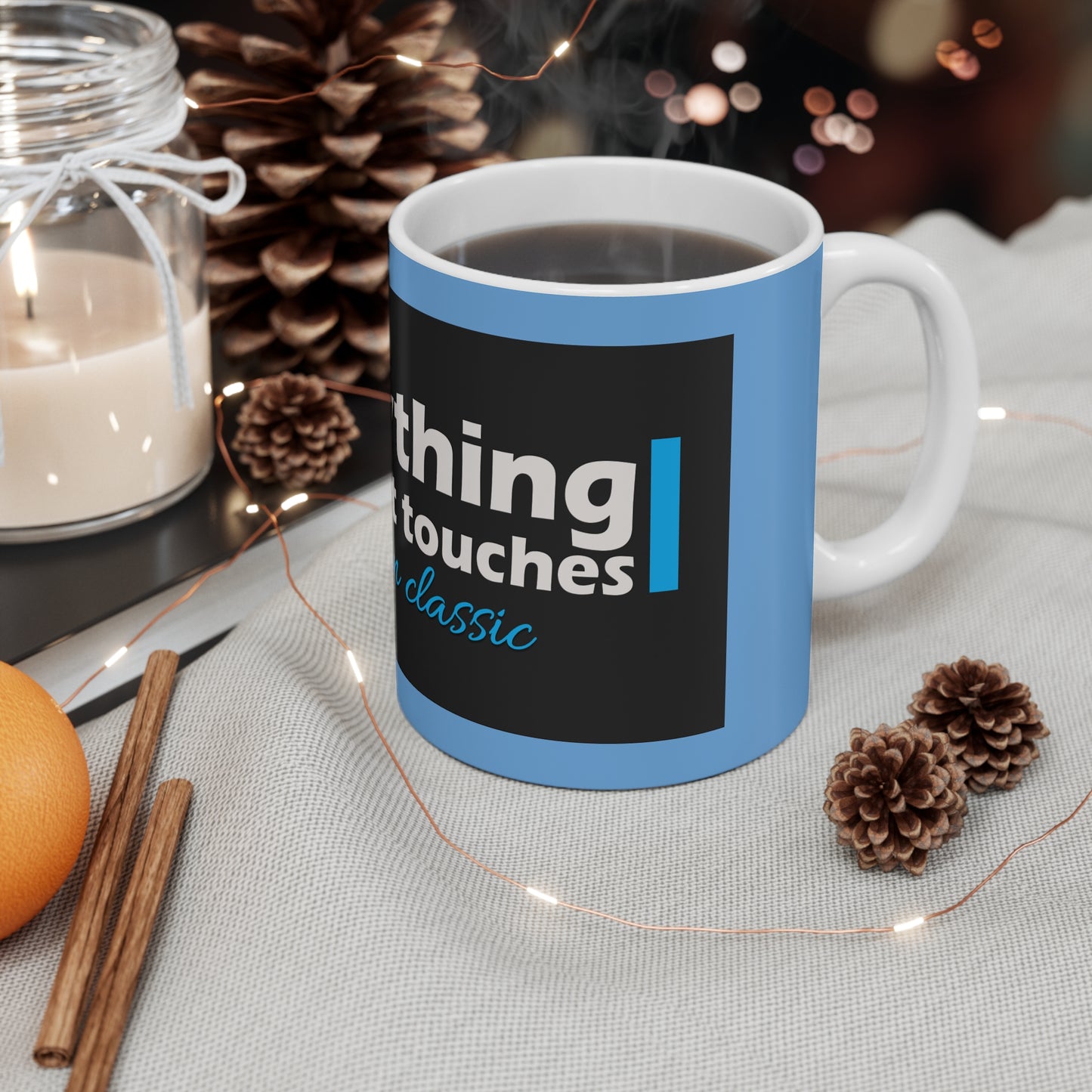 Inspirational Quote Mug for Coffee Lovers, Motivational Mugs, Gift for Friends, Office Decor, Blue Design