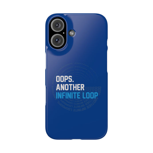 Infinite Loop Phone Case, Oops Messy Design, Blue Snap Case, Unique Gift for Tech Lovers, Trendy Phone Accessories