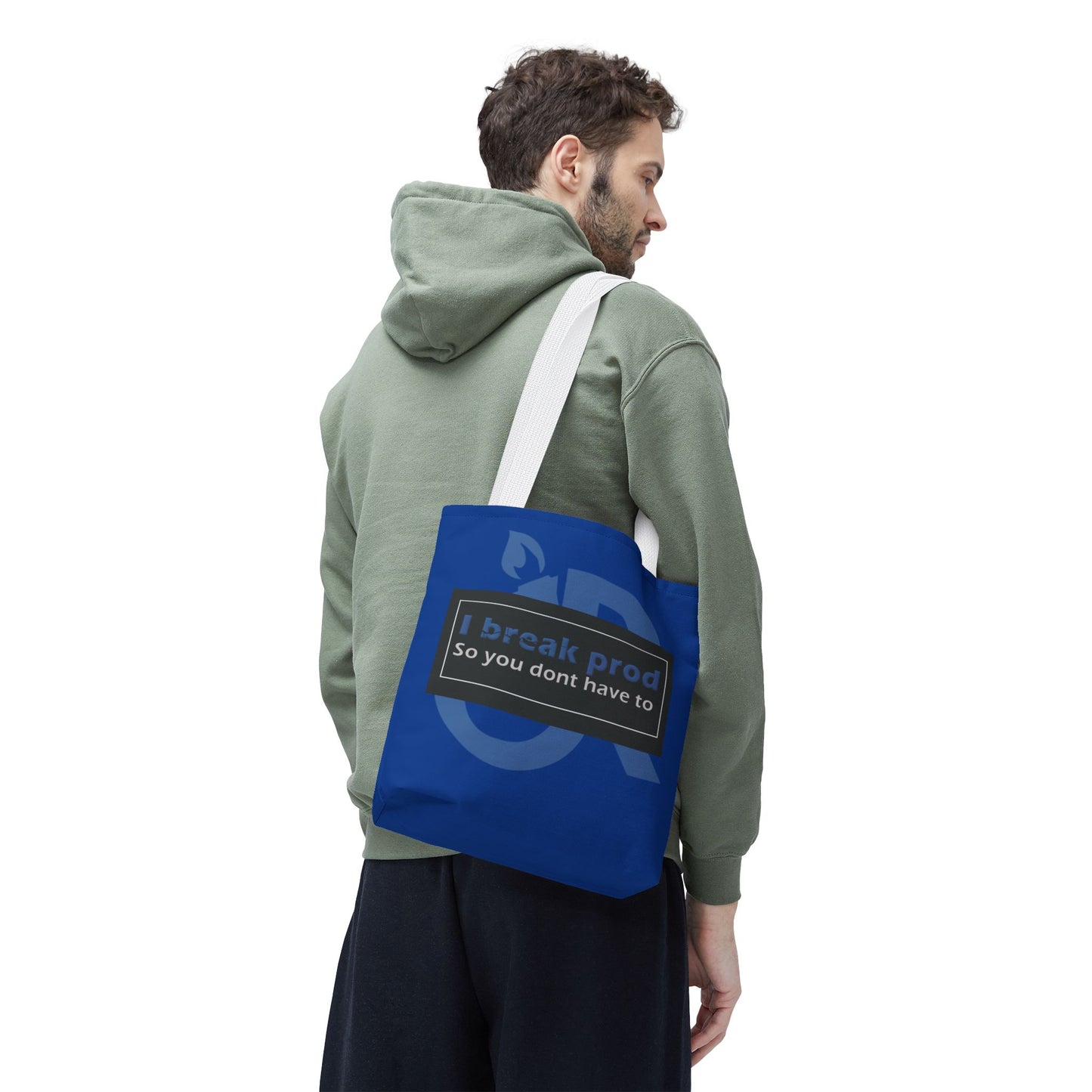 Blue Tote Bag - "I Break Prod So You Don’t Have To" - Ideal for Everyday Use, Gifts, Shopping, and Travel