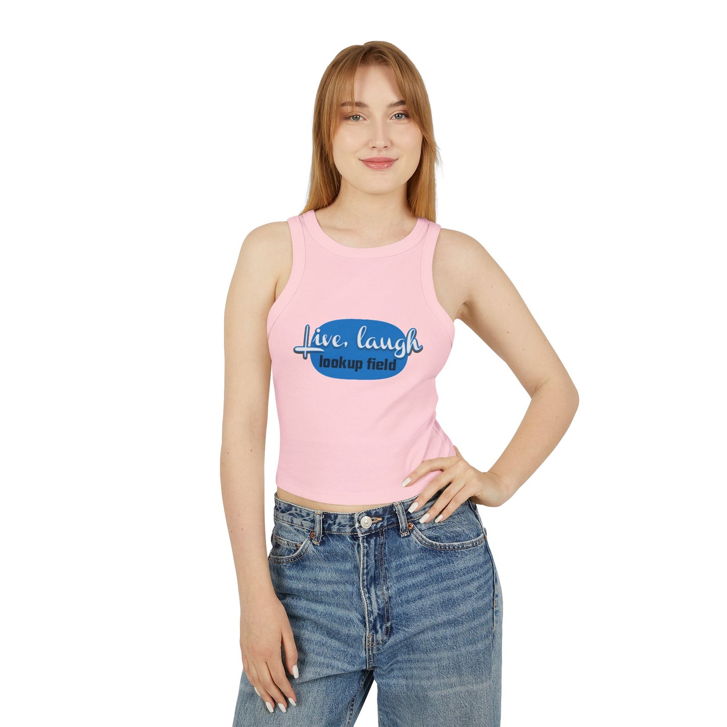 Live Laugh Love Micro Rib Racer Tank Top for Women