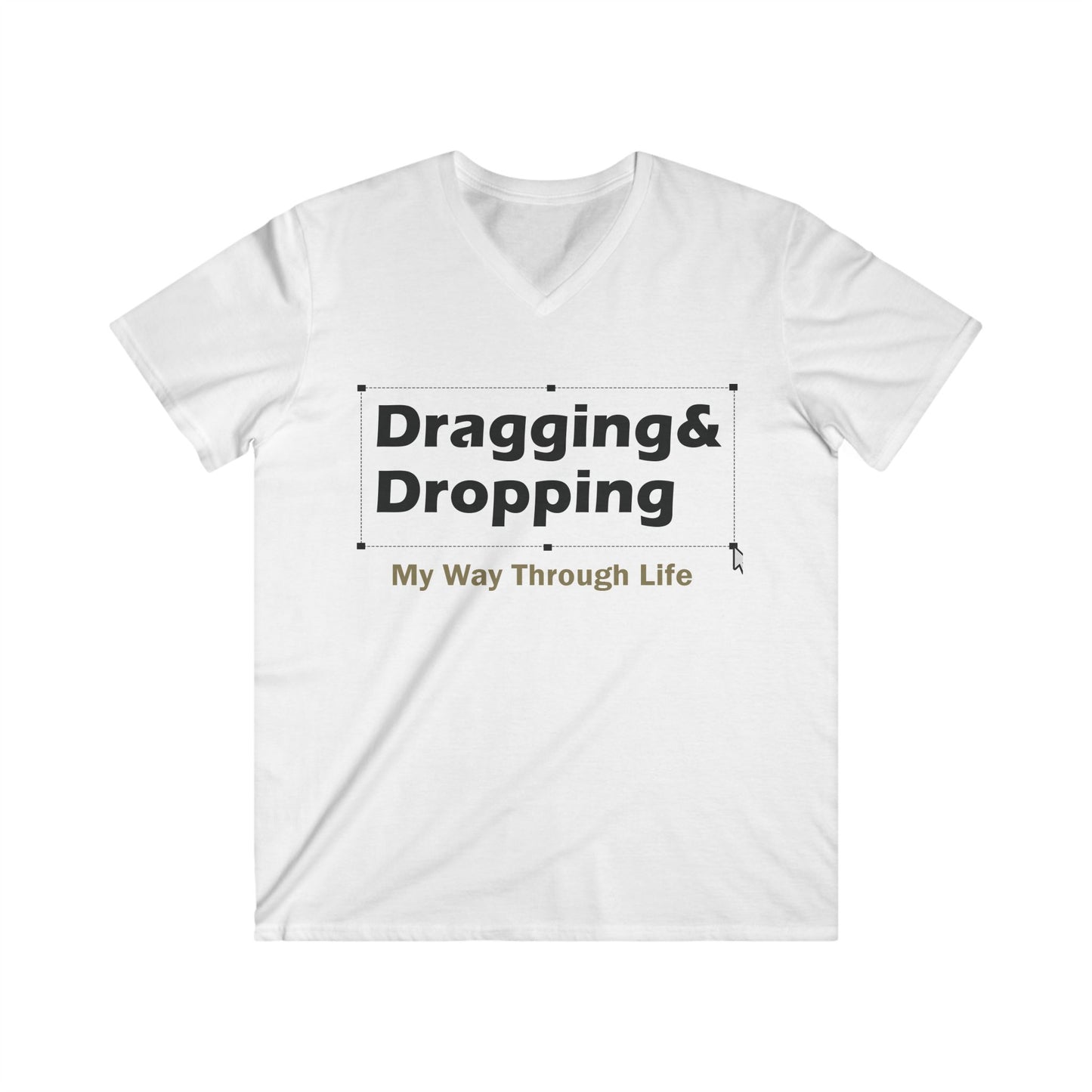 Men's V-Neck Tee: Dragging & Dropping Graphic Shirt for Tech Lovers, Gift for Programmers, Casual Wear, Everyday Humor, Geeky Fashion