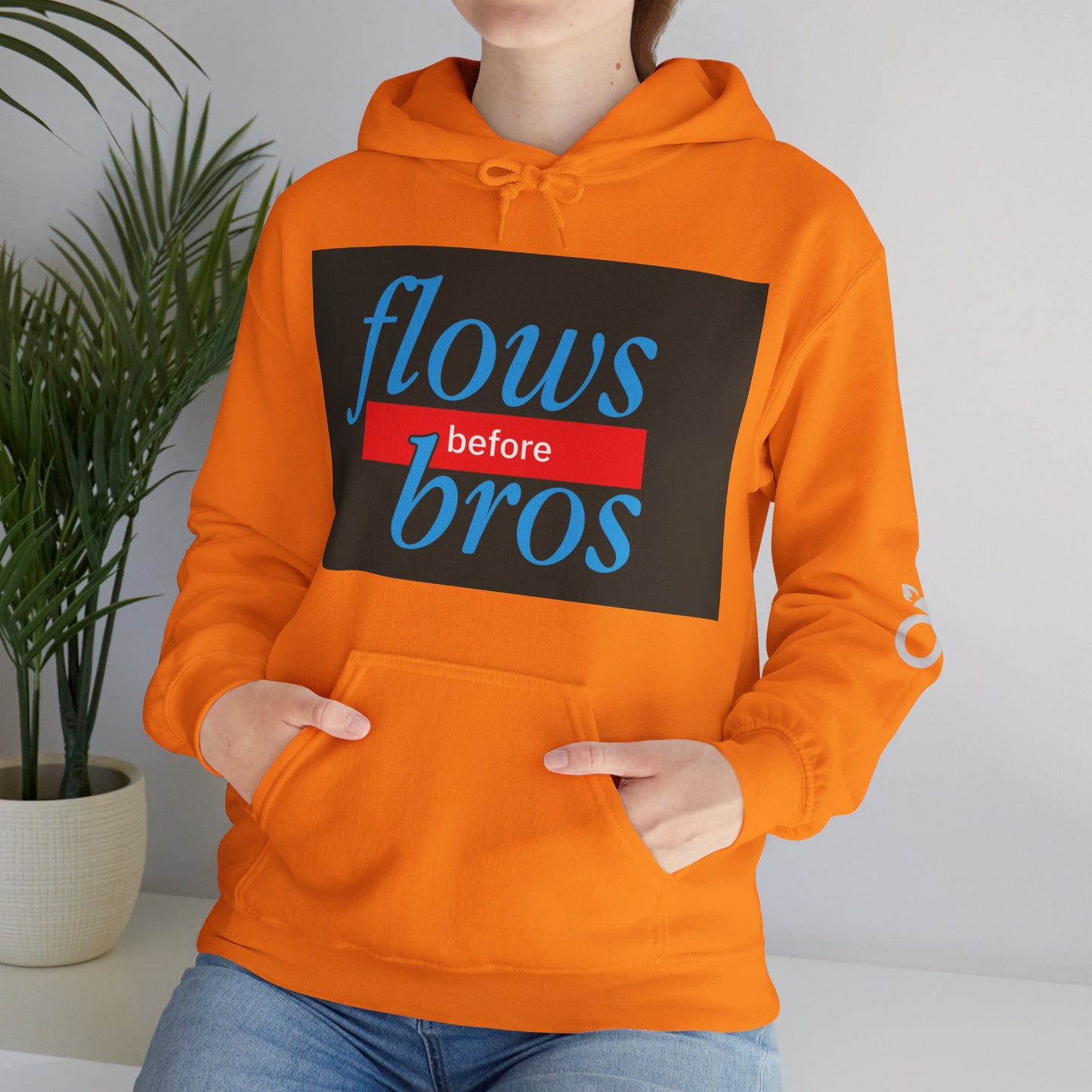 Trendy Hoodie with 'flows before bros' Design, Unisex Sweatshirt, Casual Wear, Gift for Friends, Everyday Comfort