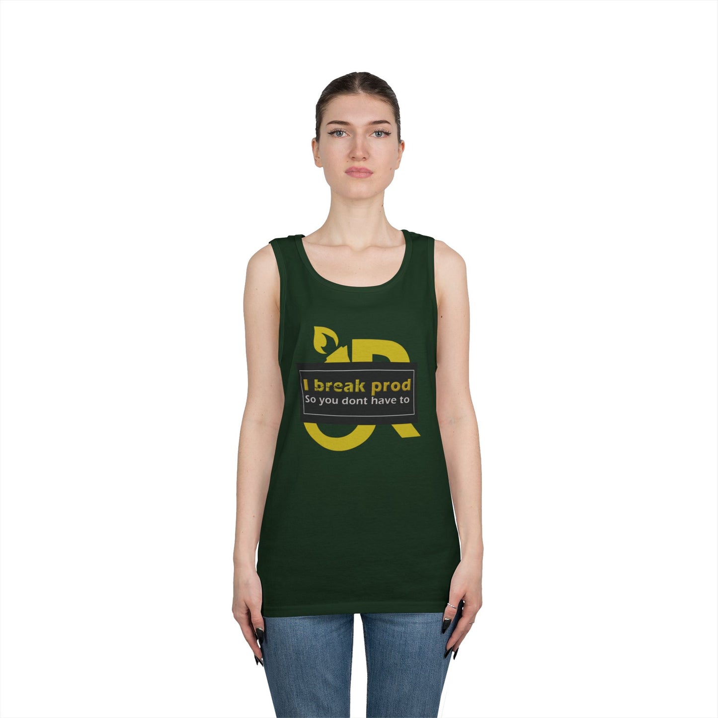 Unisex Heavy Cotton Tank Top with "I Break Prod" Design - Summer Essential for Men and Women, Casual Wear, Gift Idea, Fitness Apparel