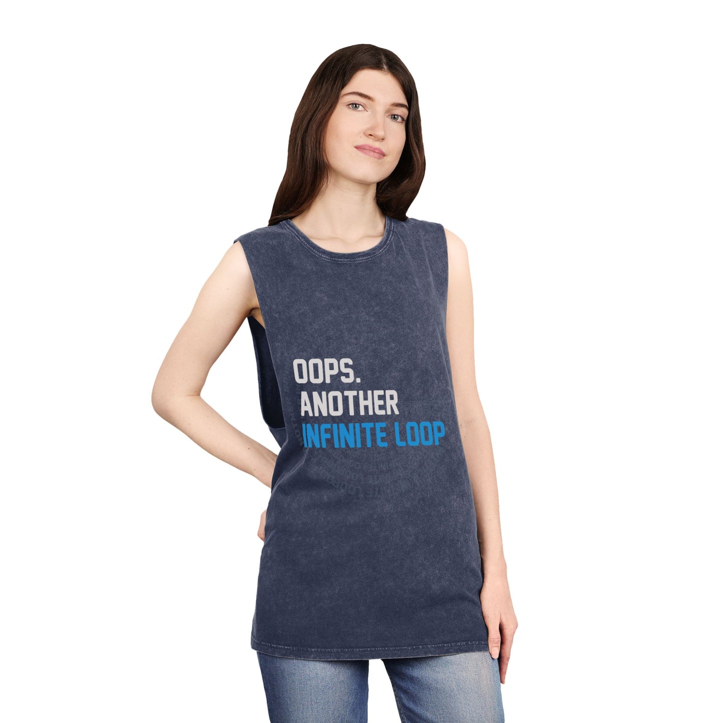 Unisex Stonewash Tank Top with 'Oops, Another Infinite Loop' Design, Casual Summer Wear, Perfect Gift for Tech Lovers, Graphic Tee for [...]