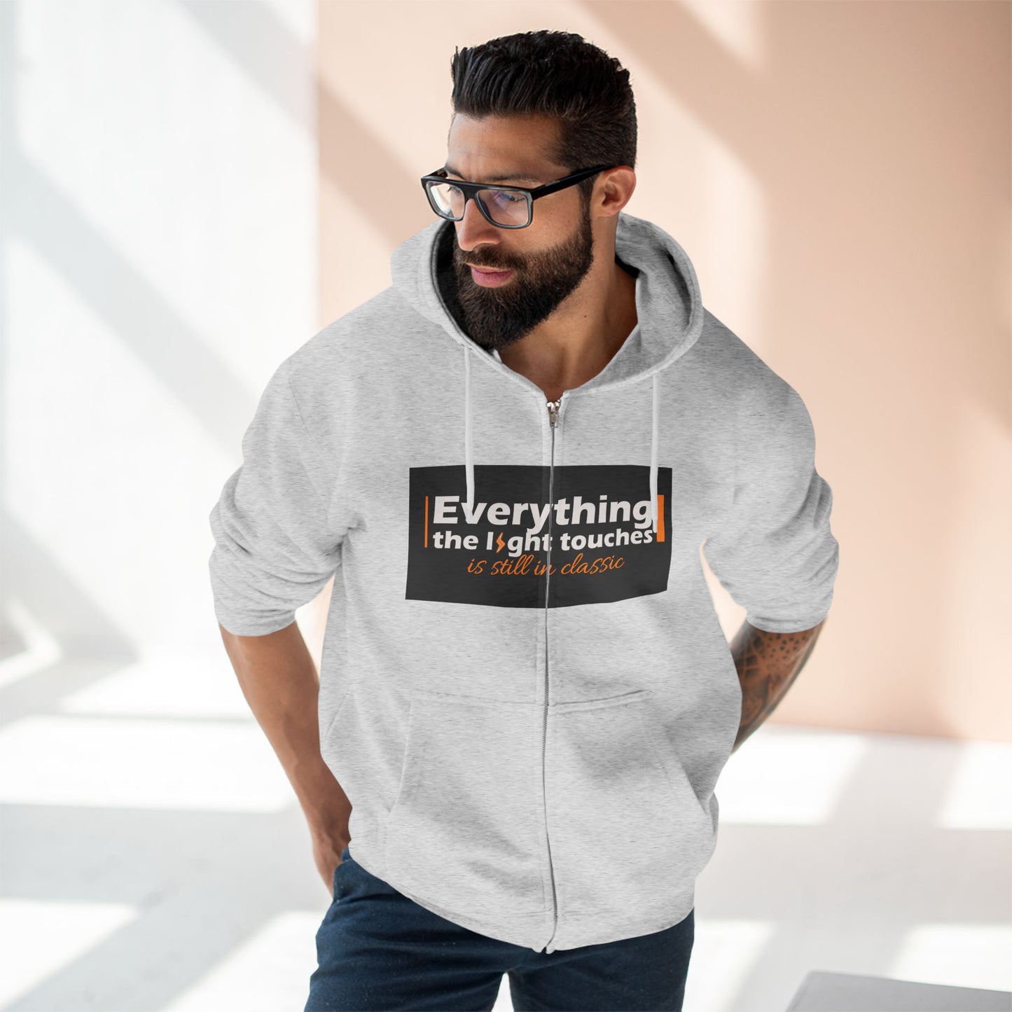 Inspirational Zip Hoodie, Cozy Sweatshirt, Stylish Layer, Unisex Casual Wear, Gift for Friends, Motivational Apparel