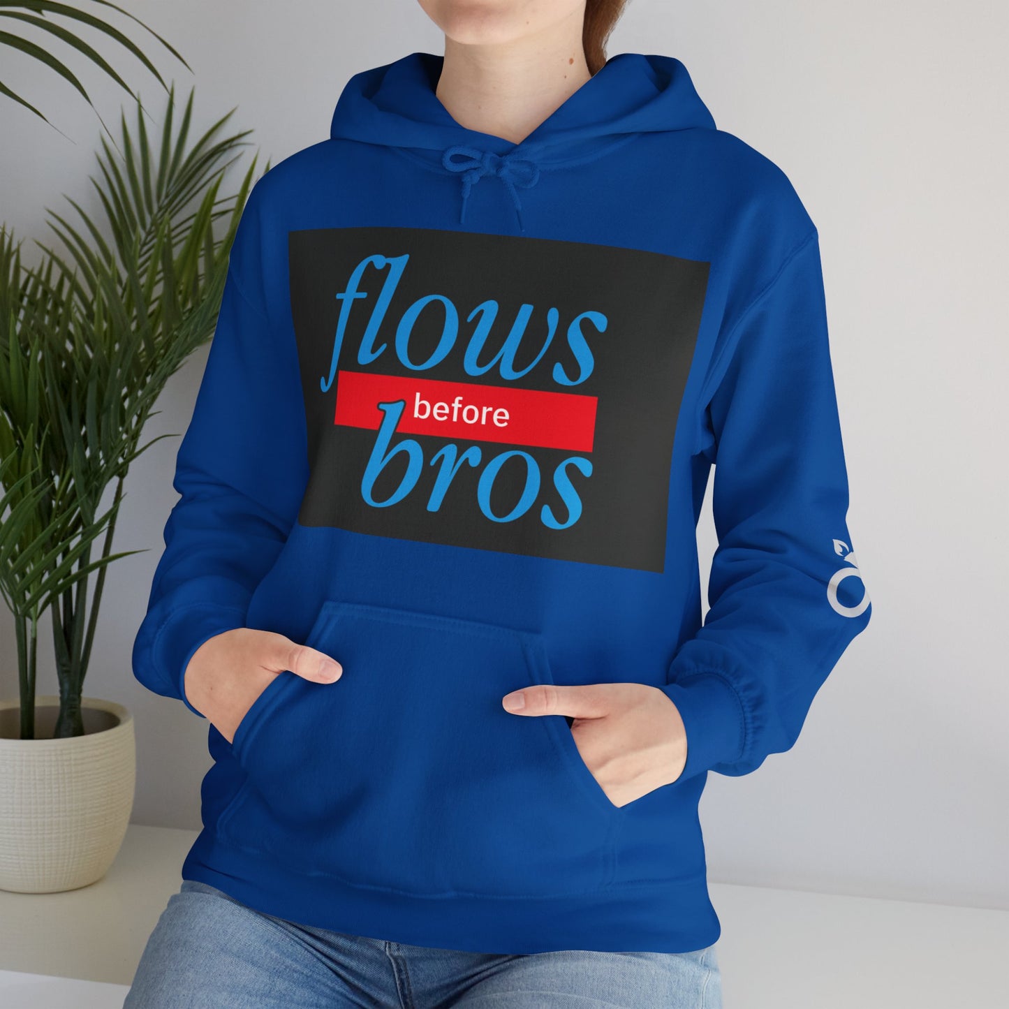 Trendy Hoodie with 'flows before bros' Design, Unisex Sweatshirt, Casual Wear, Gift for Friends, Everyday Comfort