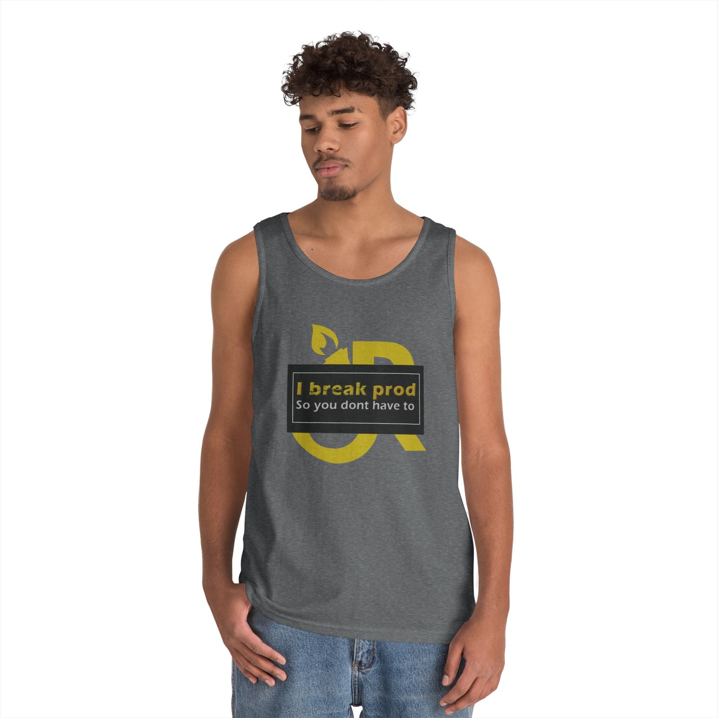 Unisex Heavy Cotton Tank Top with "I Break Prod" Design - Summer Essential for Men and Women, Casual Wear, Gift Idea, Fitness Apparel