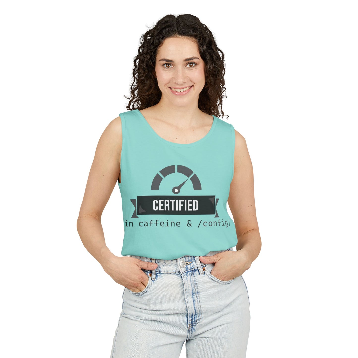 Certified Caffeine Unisex Tank Top, Funny Coffee Lover Shirt, Gift for Barista, Summer Casual Wear, Unique Birthday Present