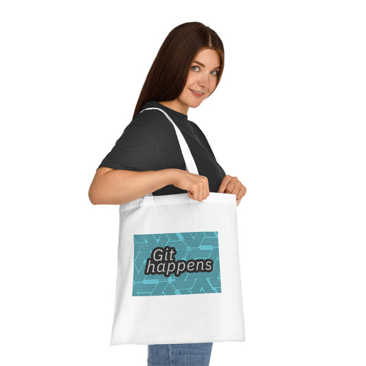 Funny Cotton Tote Bag | 'Git Happens' Design | Eco-Friendly Reusable Shopping Bag