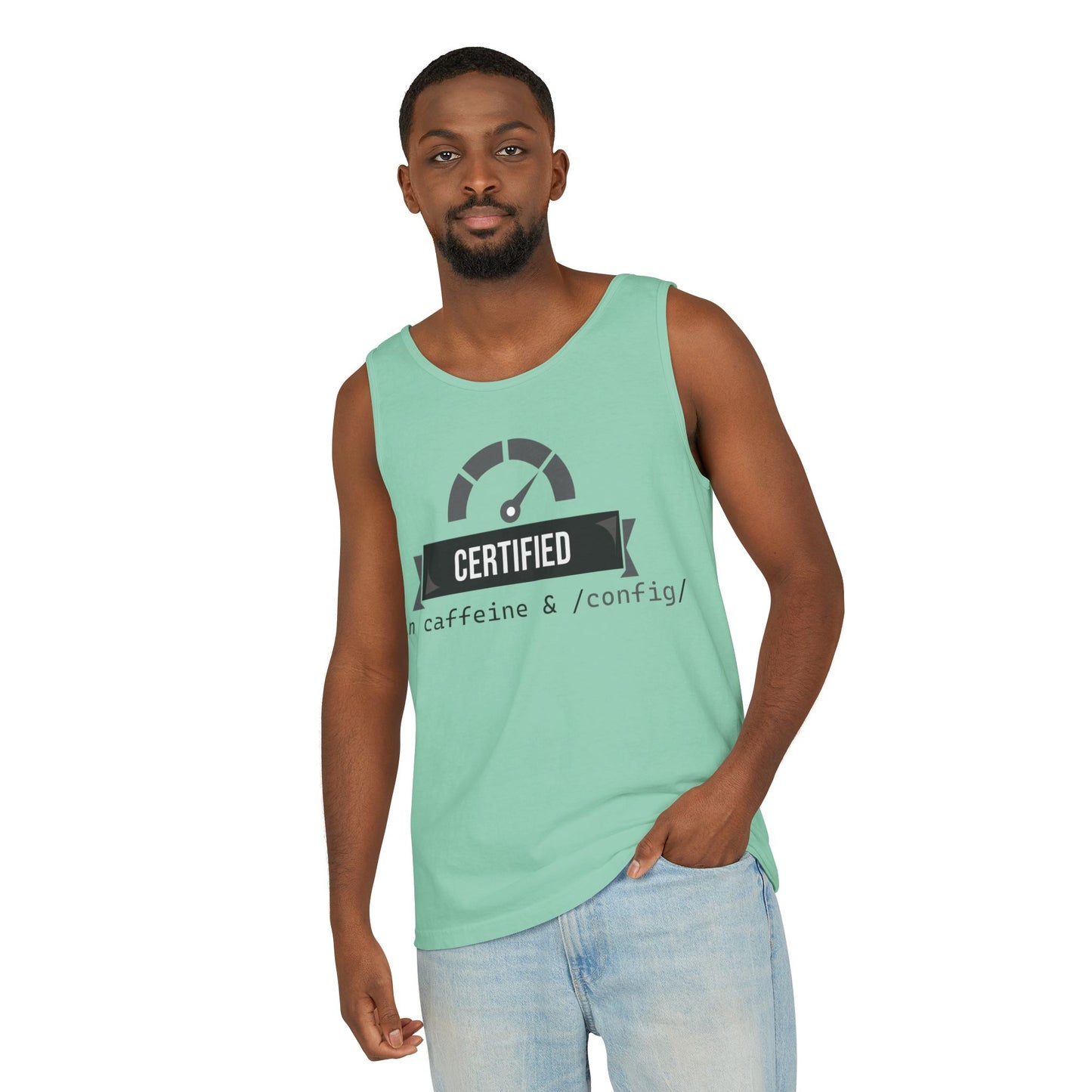 Certified Caffeine Unisex Tank Top, Funny Coffee Lover Shirt, Gift for Barista, Summer Casual Wear, Unique Birthday Present