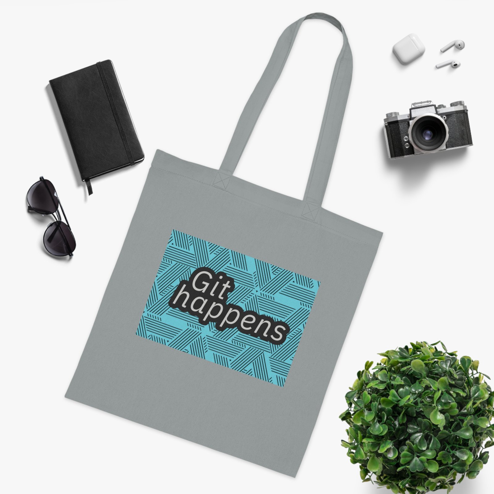 funny cotton tote bag | 'git happens' design | eco friendly reusable shopping bag funny cotton tote bag | 'git happens' design | eco friendly reusable shopping bag