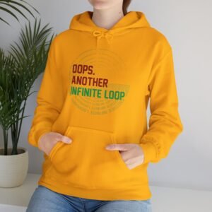 casual humor hoodie "oops, another infinite loop" unisex sweatshirt for programmers, tech lovers, cozy gift, autumn wear, funny gift