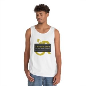 unisex heavy cotton tank top with "i break prod" design summer essential for men and women, casual wear, gift idea, fitness apparel